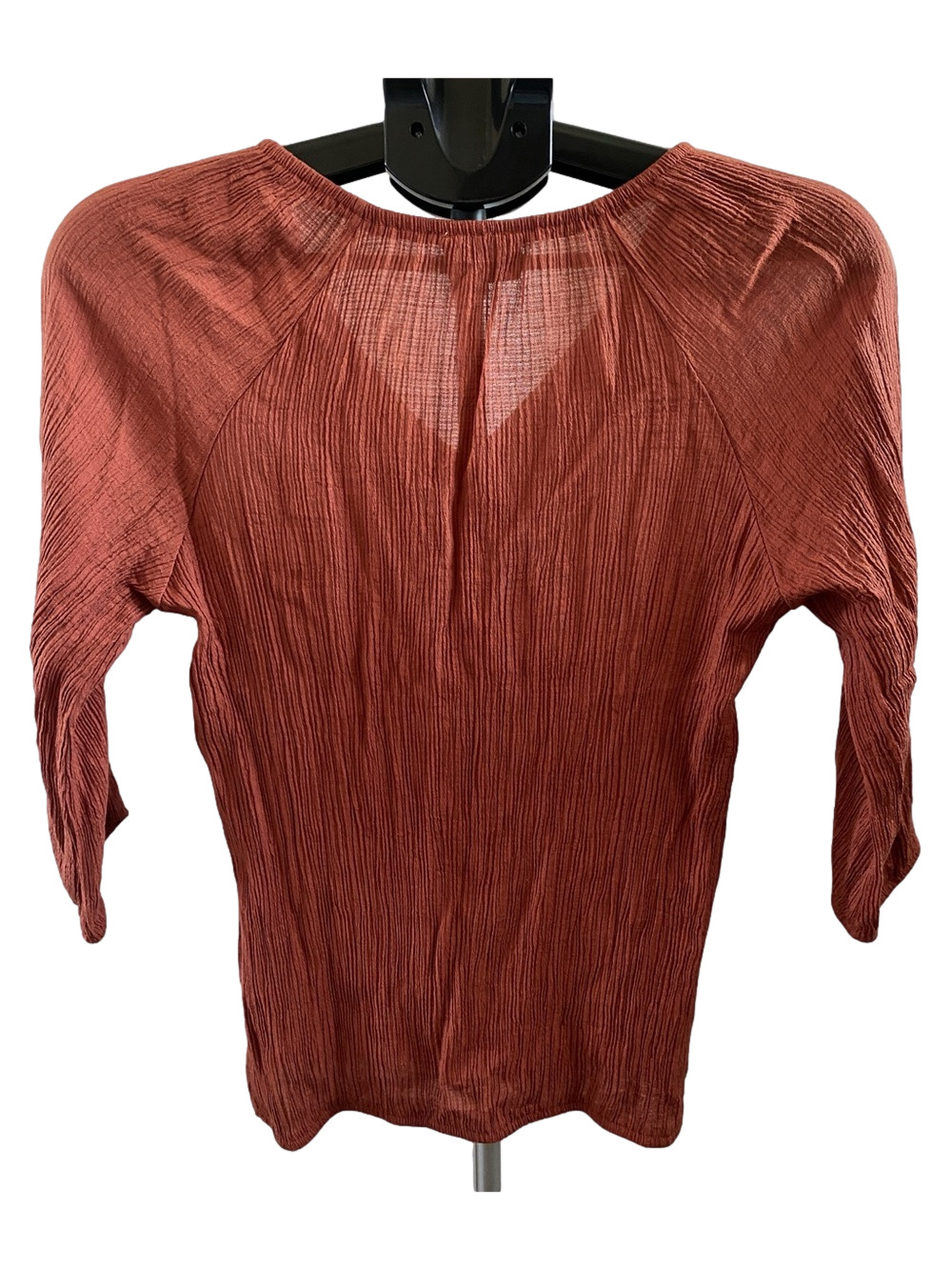 Rust Crinkled V-Neck Women’s Top Size S - Picture 2 of 5
